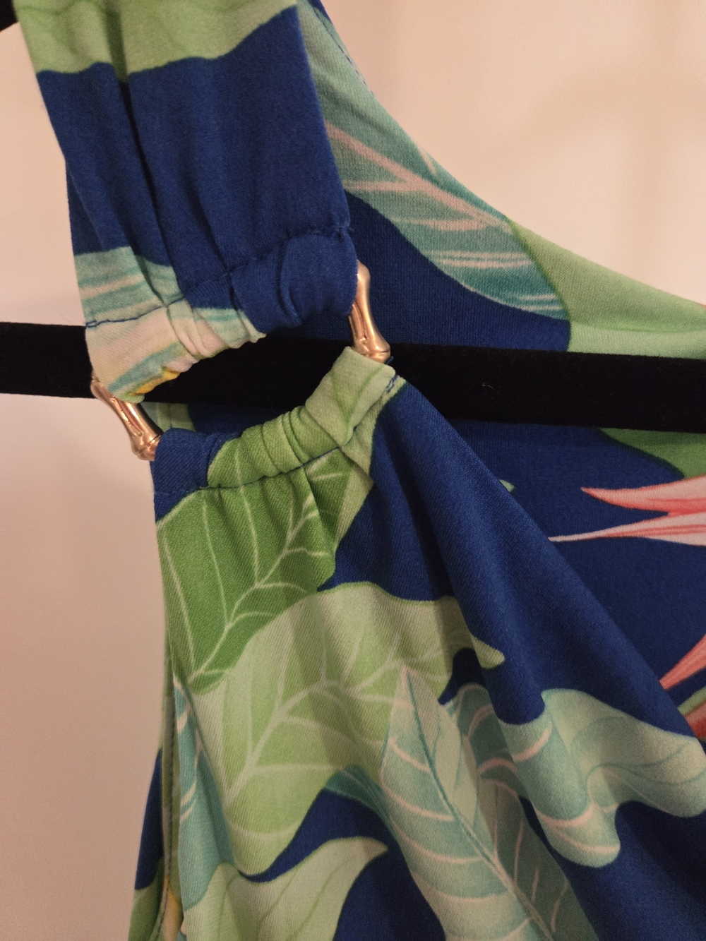 Tommy Bahama Navy Maxi Dress with Green and Yellow Tropical Print - Picture 4 of 6